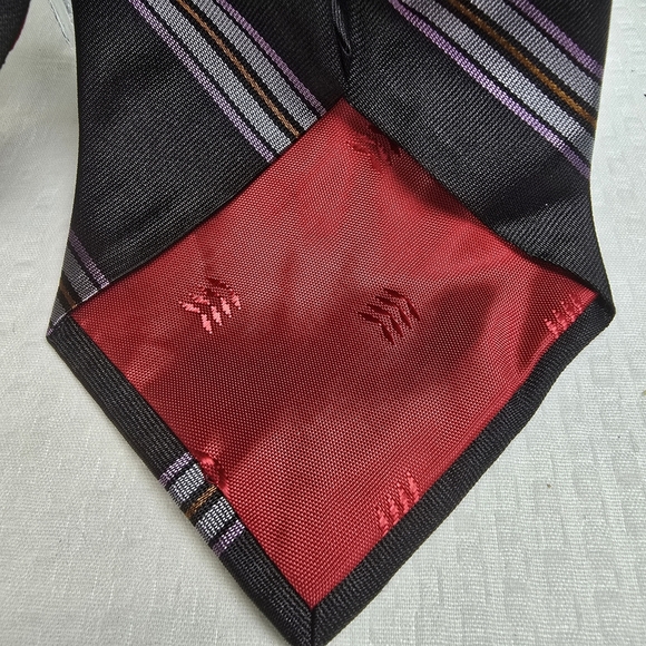 Zianetti Itailian Silk Tie Black Woth Blue Purple Diagonal Stripe Mens EUC - Picture 4 of 6